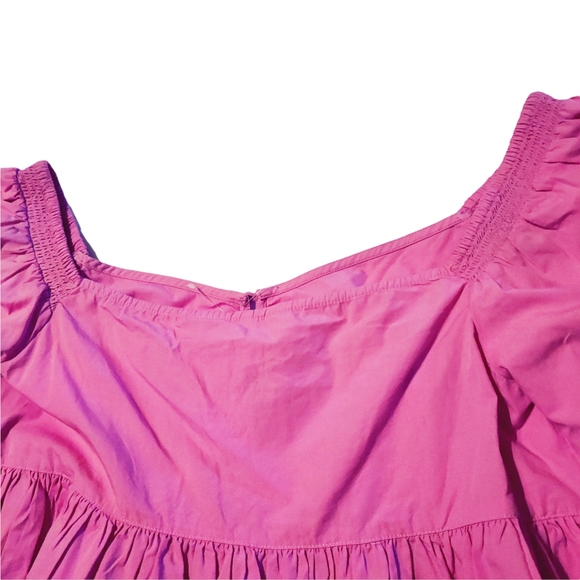 Free People Veronica Poplin Sweetheart Peplum Babydoll Puff Sleeve Blouse - Picture 5 of 15